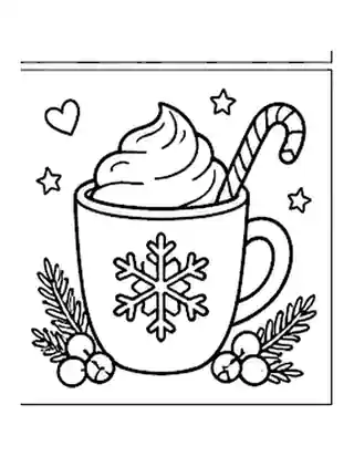 Christmas Hot Cocoa coloring page