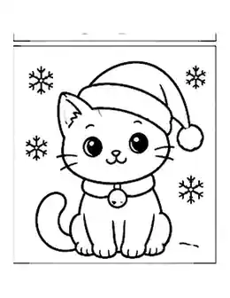 Christmas Kitten coloring page