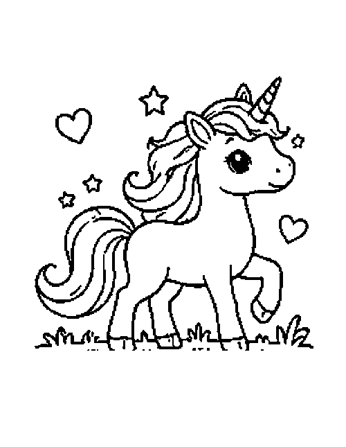 Classic unicorn coloring page
