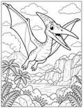 Flying prehistoric reptile coloring page