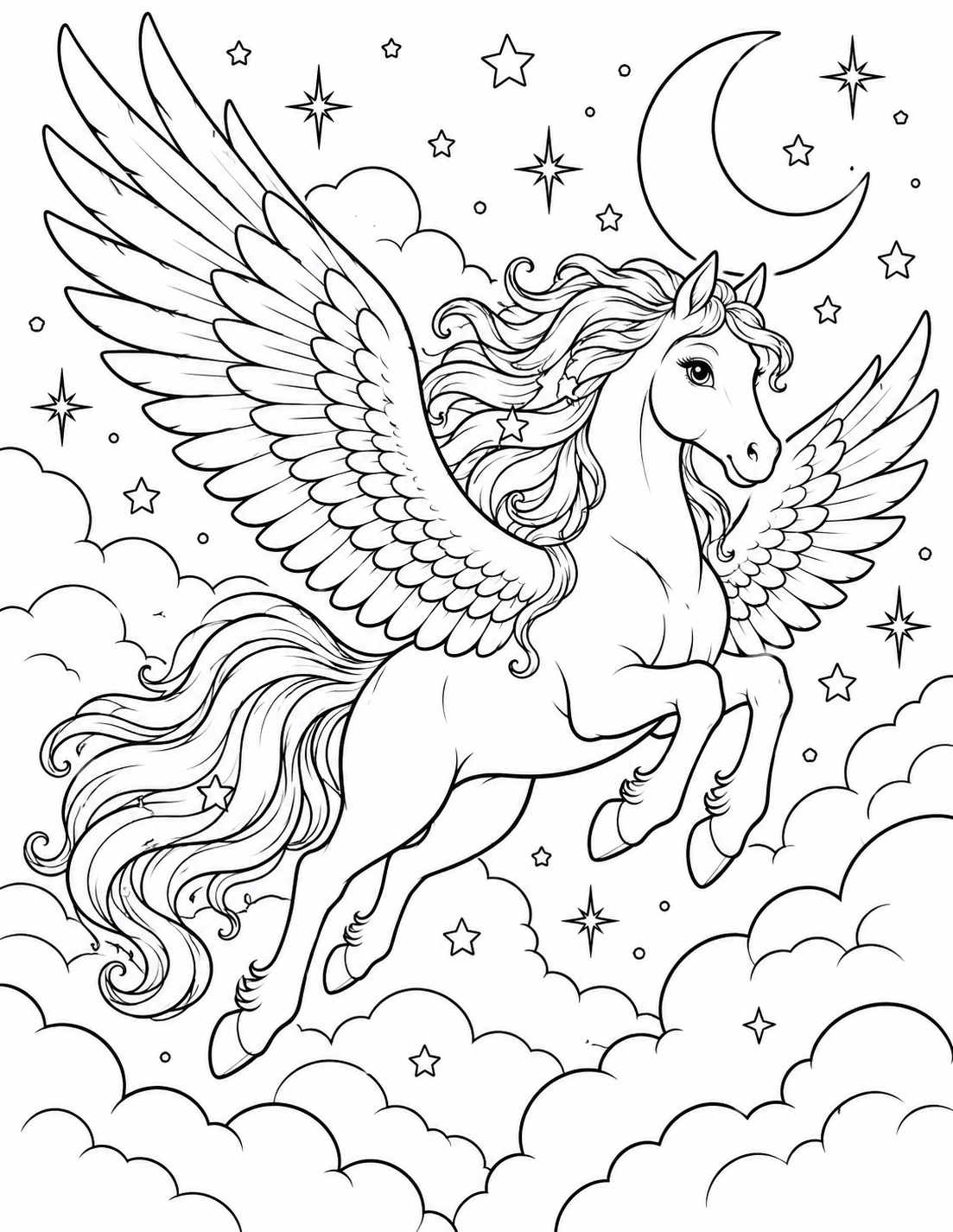 Celestial Pegasus coloring page