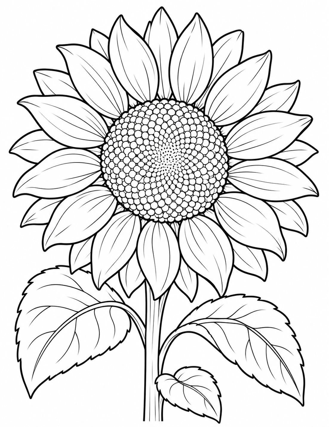 Easy sunflower coloring page