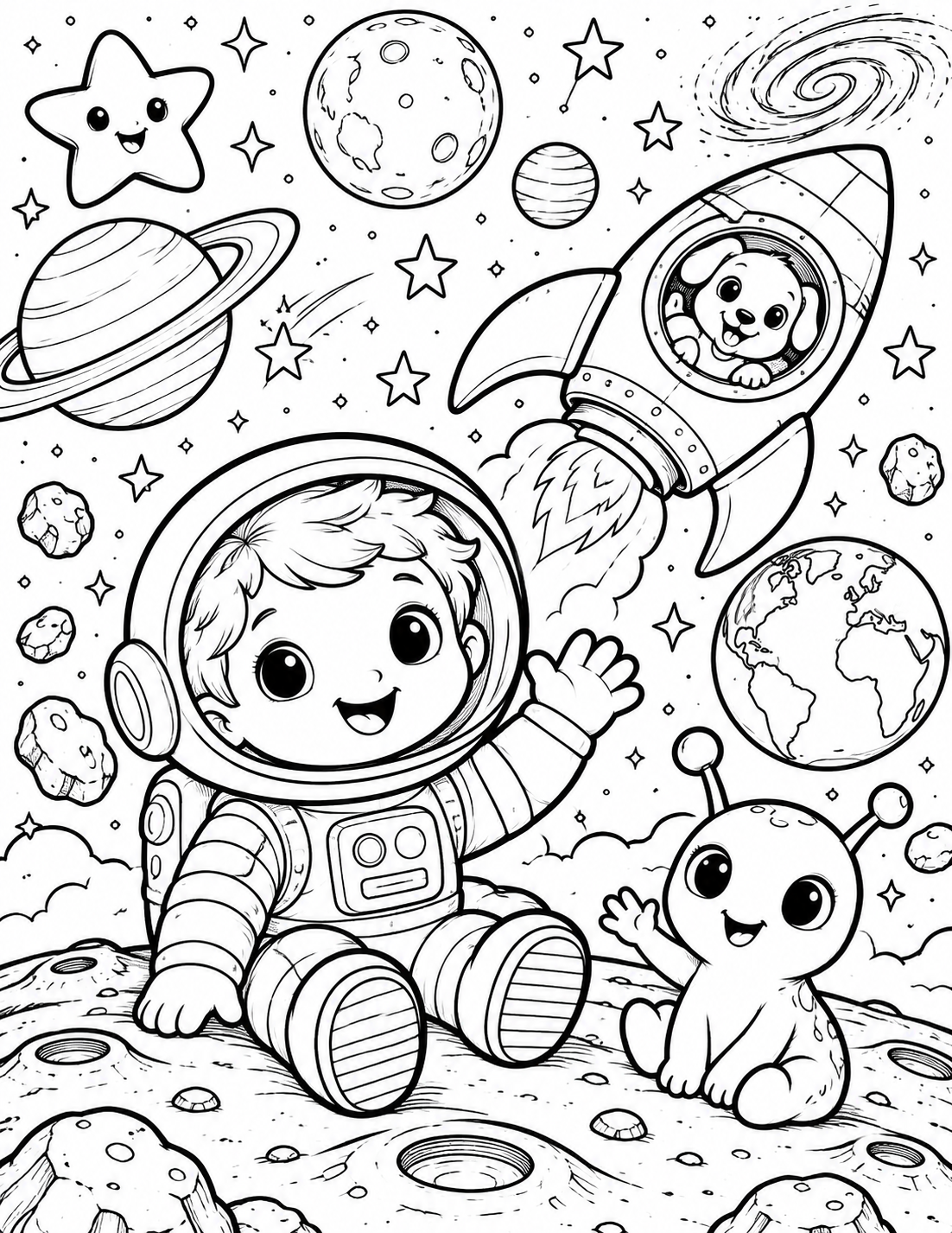 Space coloring page