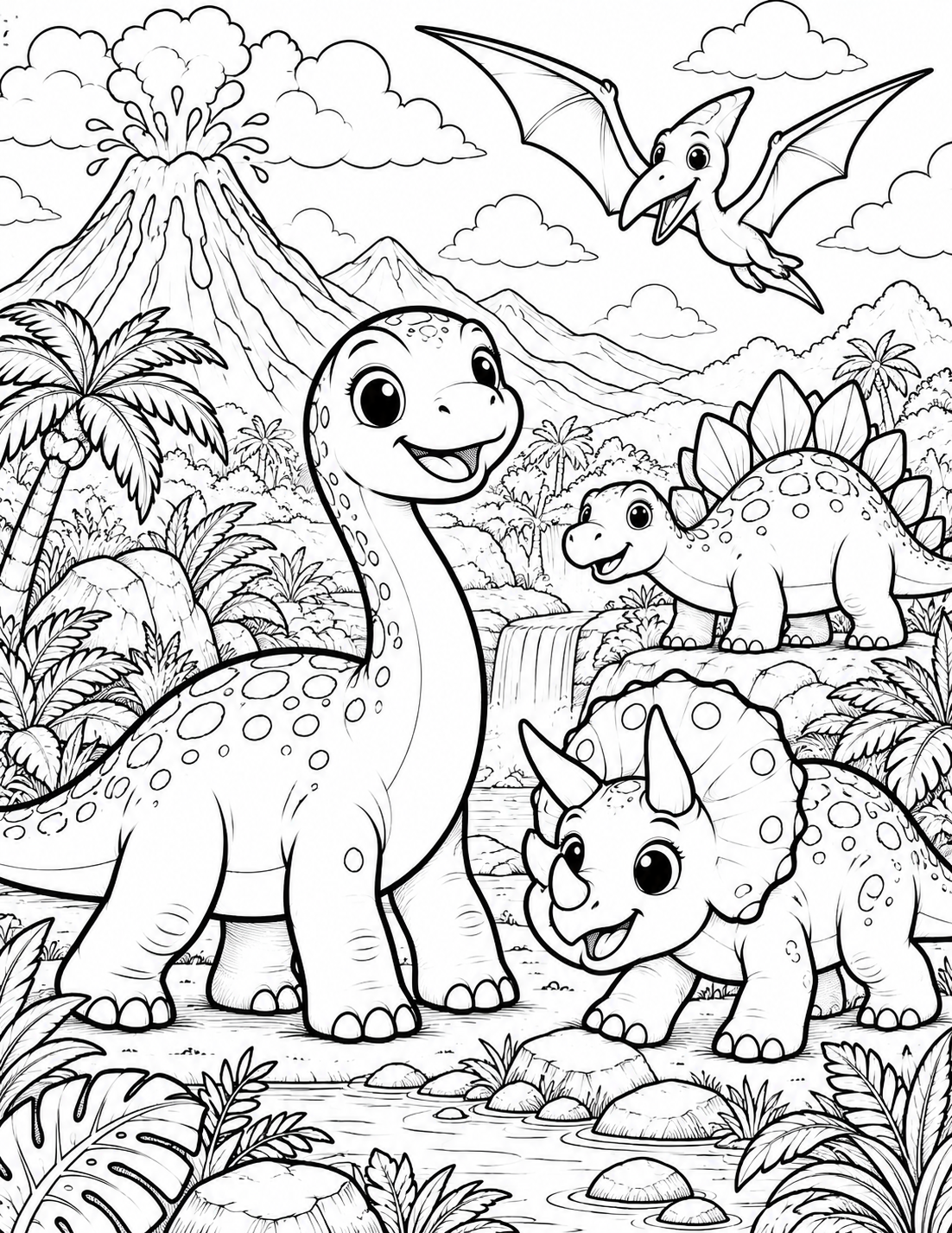 Dinosaur coloring pages preview