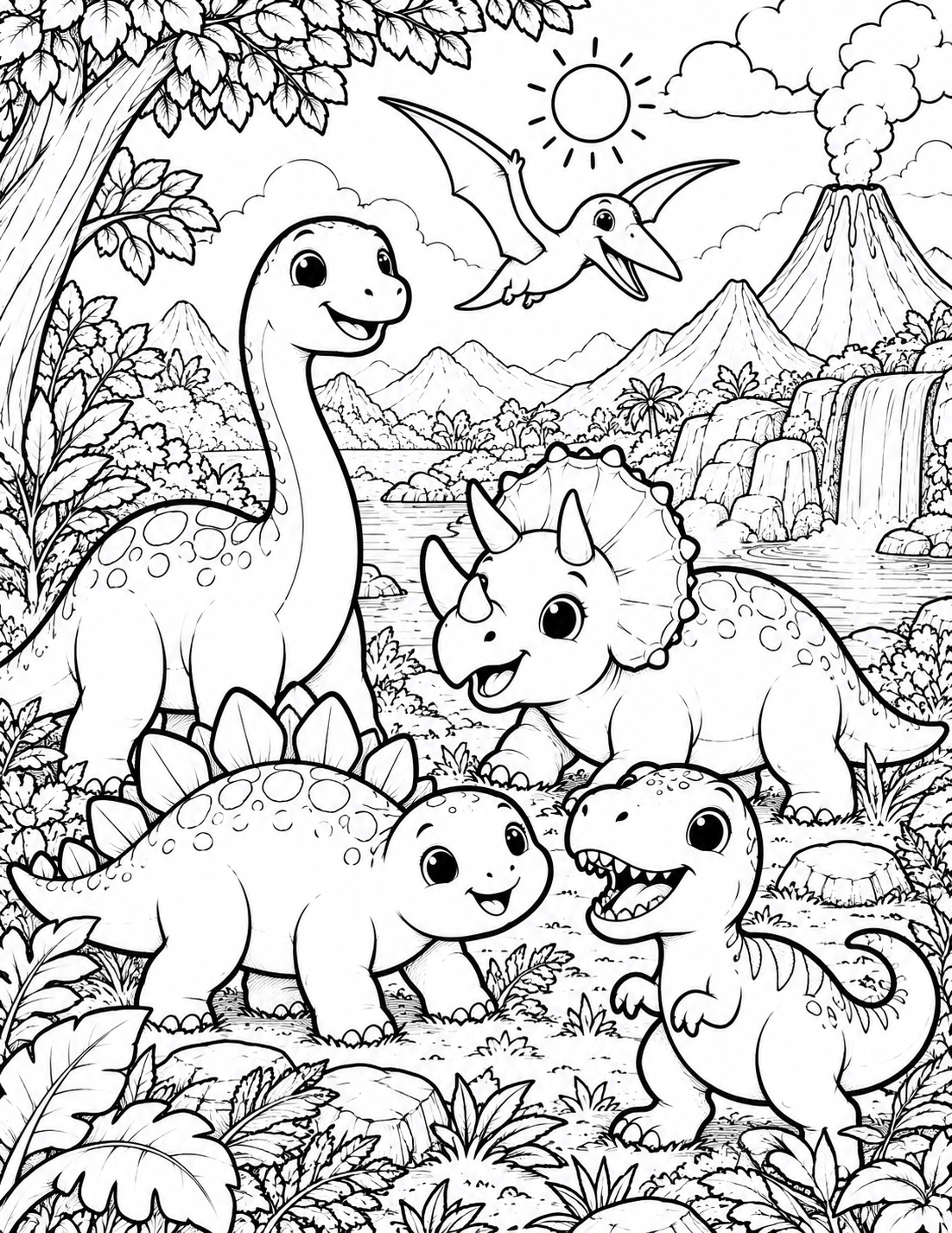 Dinosaur coloring page preview