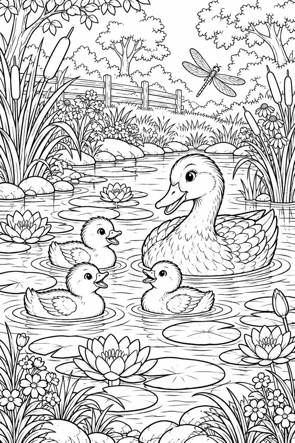 Duck printable coloring page