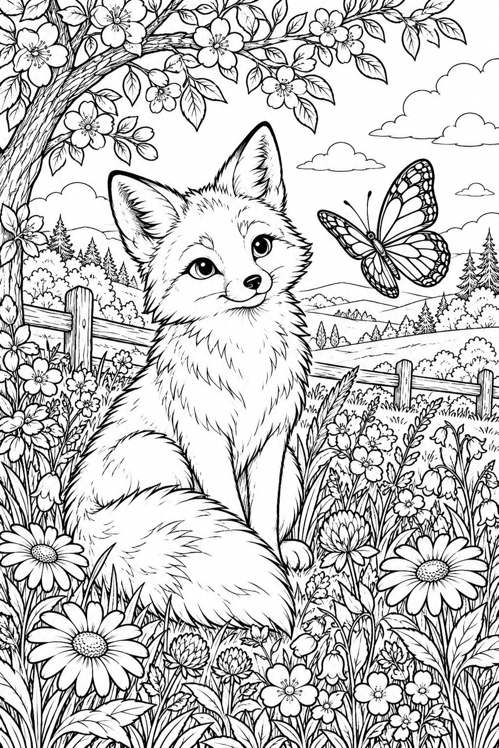 Fox printable coloring page